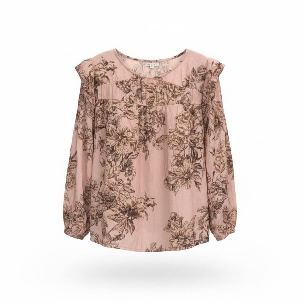 29 Maurice's crinkled rayon pink floral blouse sz XL